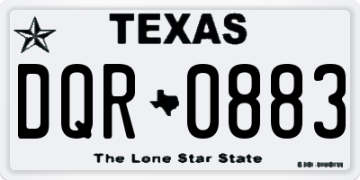 TX license plate DQR0883