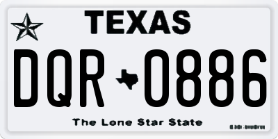 TX license plate DQR0886