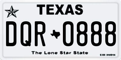 TX license plate DQR0888