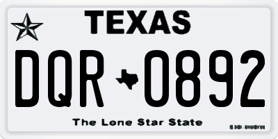 TX license plate DQR0892