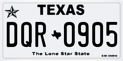 TX license plate DQR0905