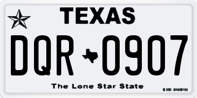 TX license plate DQR0907
