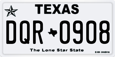 TX license plate DQR0908