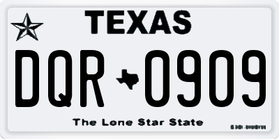 TX license plate DQR0909