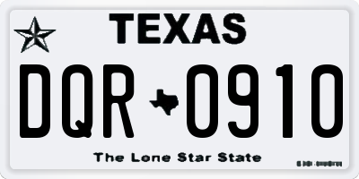TX license plate DQR0910