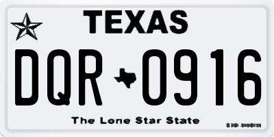TX license plate DQR0916
