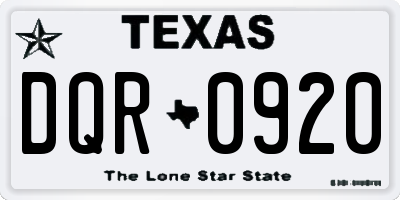 TX license plate DQR0920