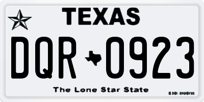TX license plate DQR0923