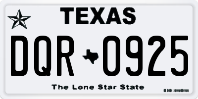 TX license plate DQR0925