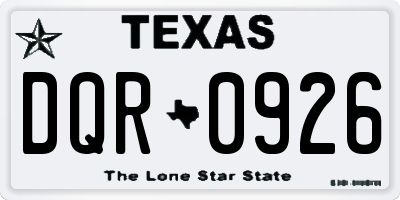 TX license plate DQR0926
