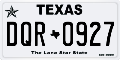 TX license plate DQR0927