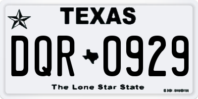 TX license plate DQR0929