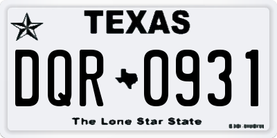 TX license plate DQR0931