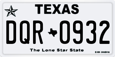 TX license plate DQR0932