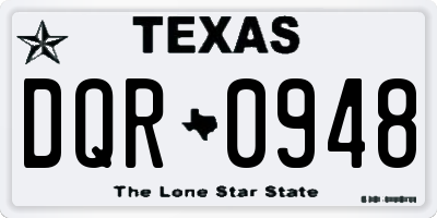 TX license plate DQR0948