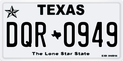 TX license plate DQR0949