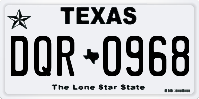 TX license plate DQR0968
