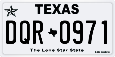 TX license plate DQR0971