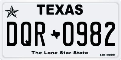 TX license plate DQR0982