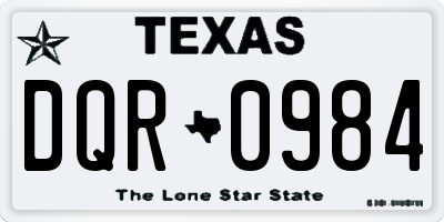 TX license plate DQR0984