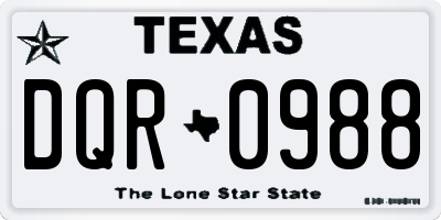 TX license plate DQR0988