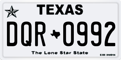 TX license plate DQR0992