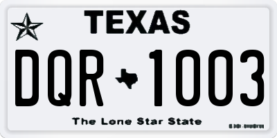 TX license plate DQR1003