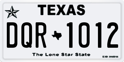 TX license plate DQR1012