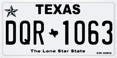 TX license plate DQR1063