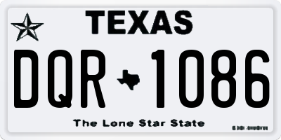 TX license plate DQR1086