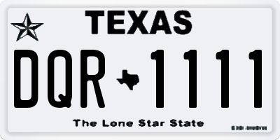 TX license plate DQR1111