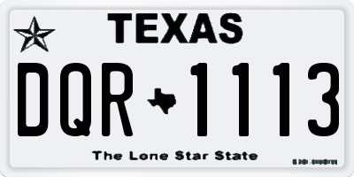 TX license plate DQR1113