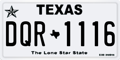 TX license plate DQR1116
