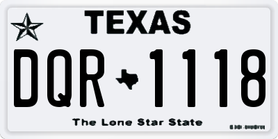 TX license plate DQR1118