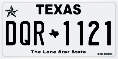 TX license plate DQR1121