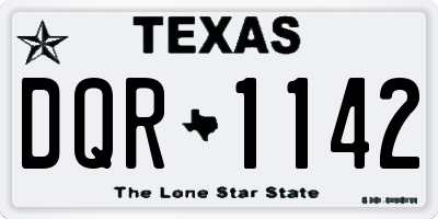 TX license plate DQR1142