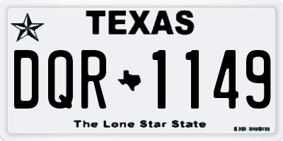 TX license plate DQR1149