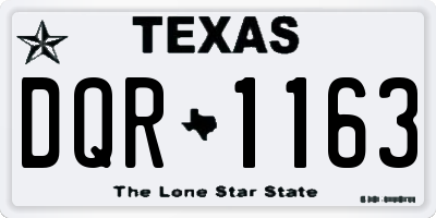 TX license plate DQR1163