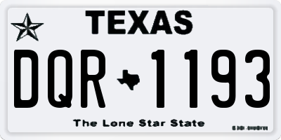 TX license plate DQR1193