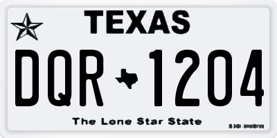 TX license plate DQR1204