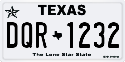 TX license plate DQR1232