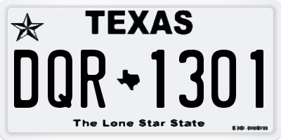 TX license plate DQR1301