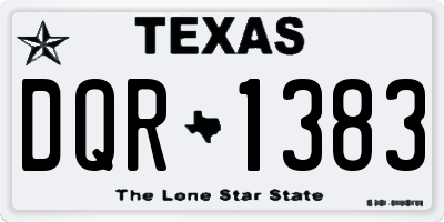 TX license plate DQR1383