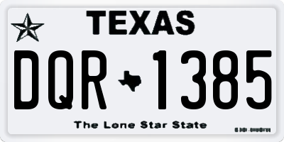 TX license plate DQR1385