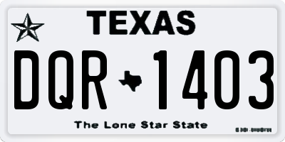 TX license plate DQR1403