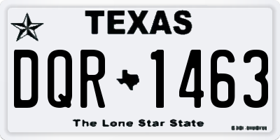 TX license plate DQR1463