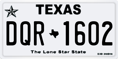 TX license plate DQR1602