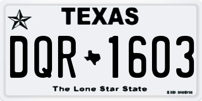 TX license plate DQR1603
