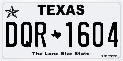 TX license plate DQR1604