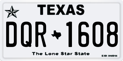TX license plate DQR1608